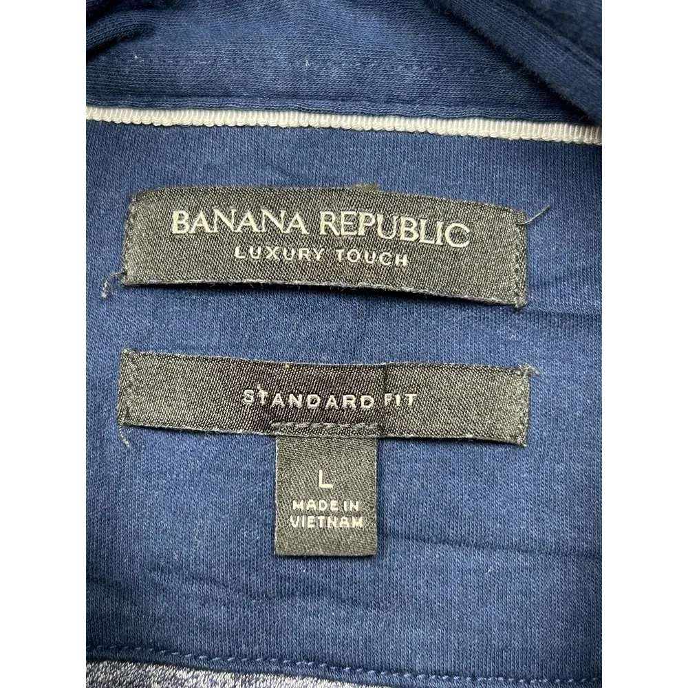Banana Republic Polo Shirt 100% Cotton Heather Blue Large Mens